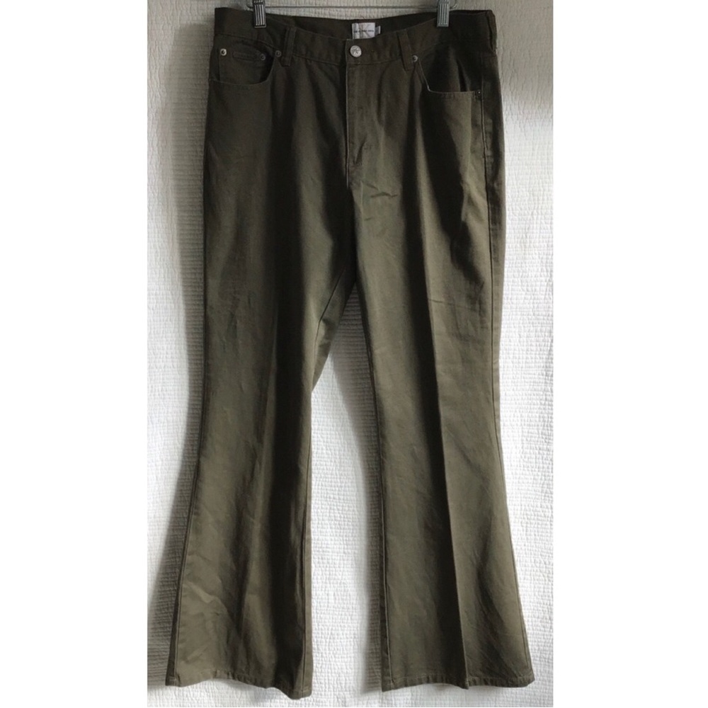 Calvin Klein Jeans Olive Khaki Mid-Rise Flare Leg Pants Juniors Size 11